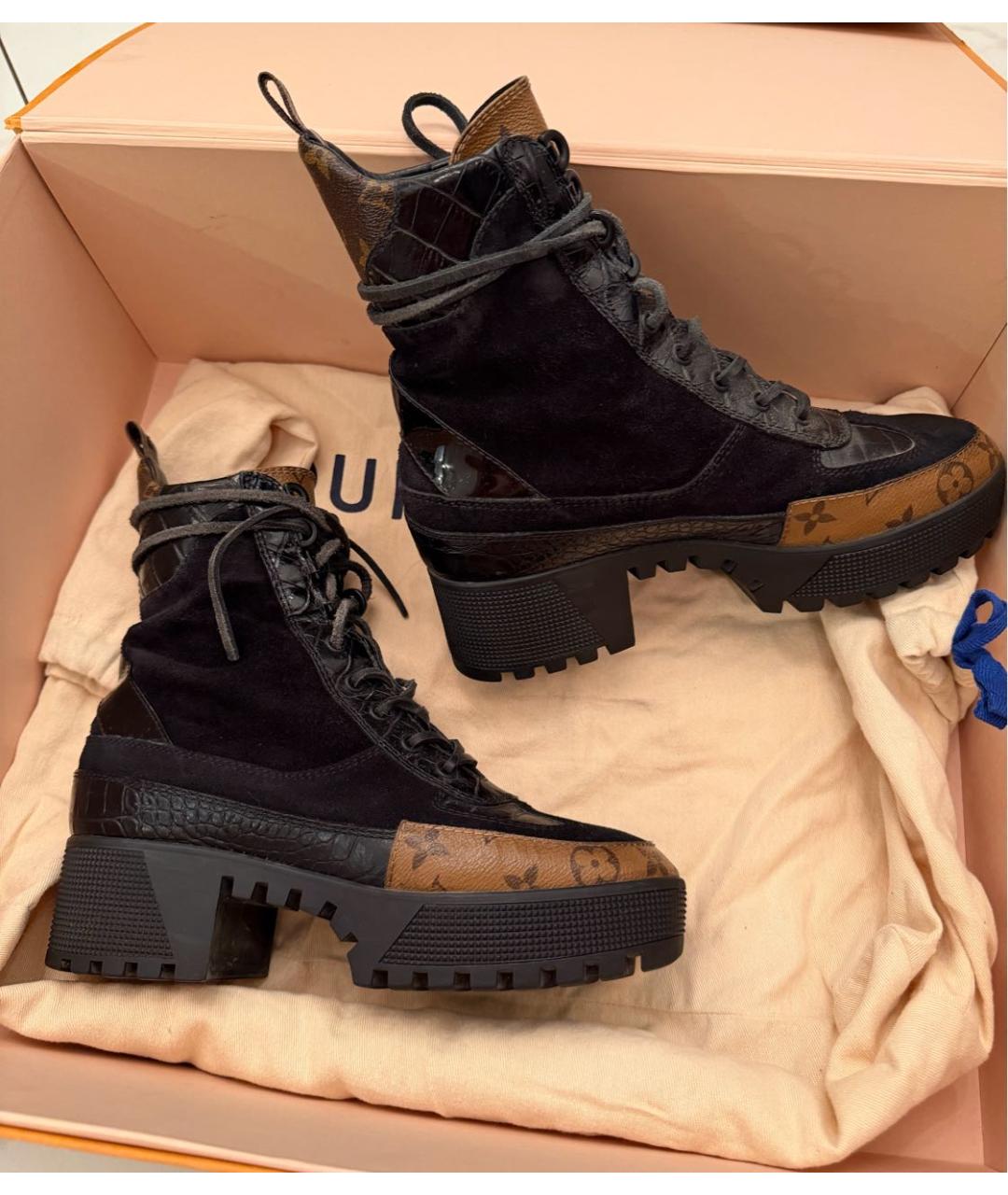 LOUIS VUITTON Черные кожаные ботинки, фото 3