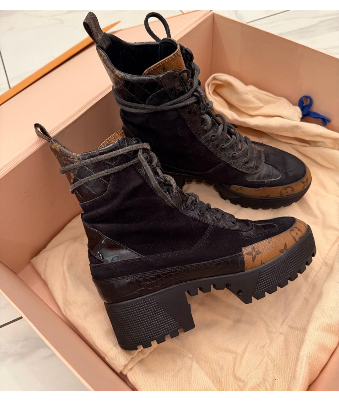 LOUIS VUITTON Черные кожаные ботинки, фото 9