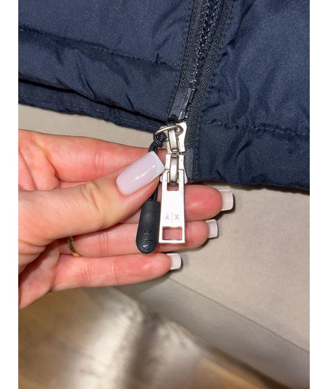 ARMANI EXCHANGE Темно-синяя полиэстеровая куртка, фото 4