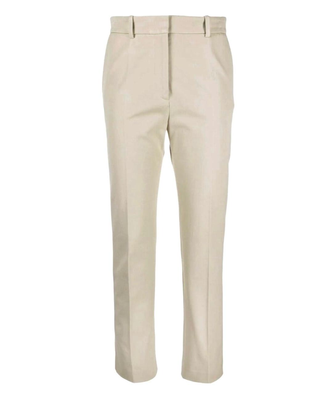 JOSEPH Бежевые хлопко-эластановые прямые брюки, фото 1