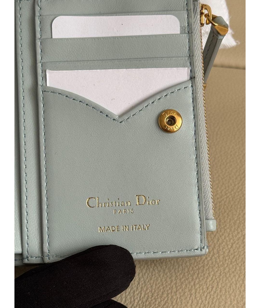 CHRISTIAN DIOR Голубой кожаный кошелек, фото 7