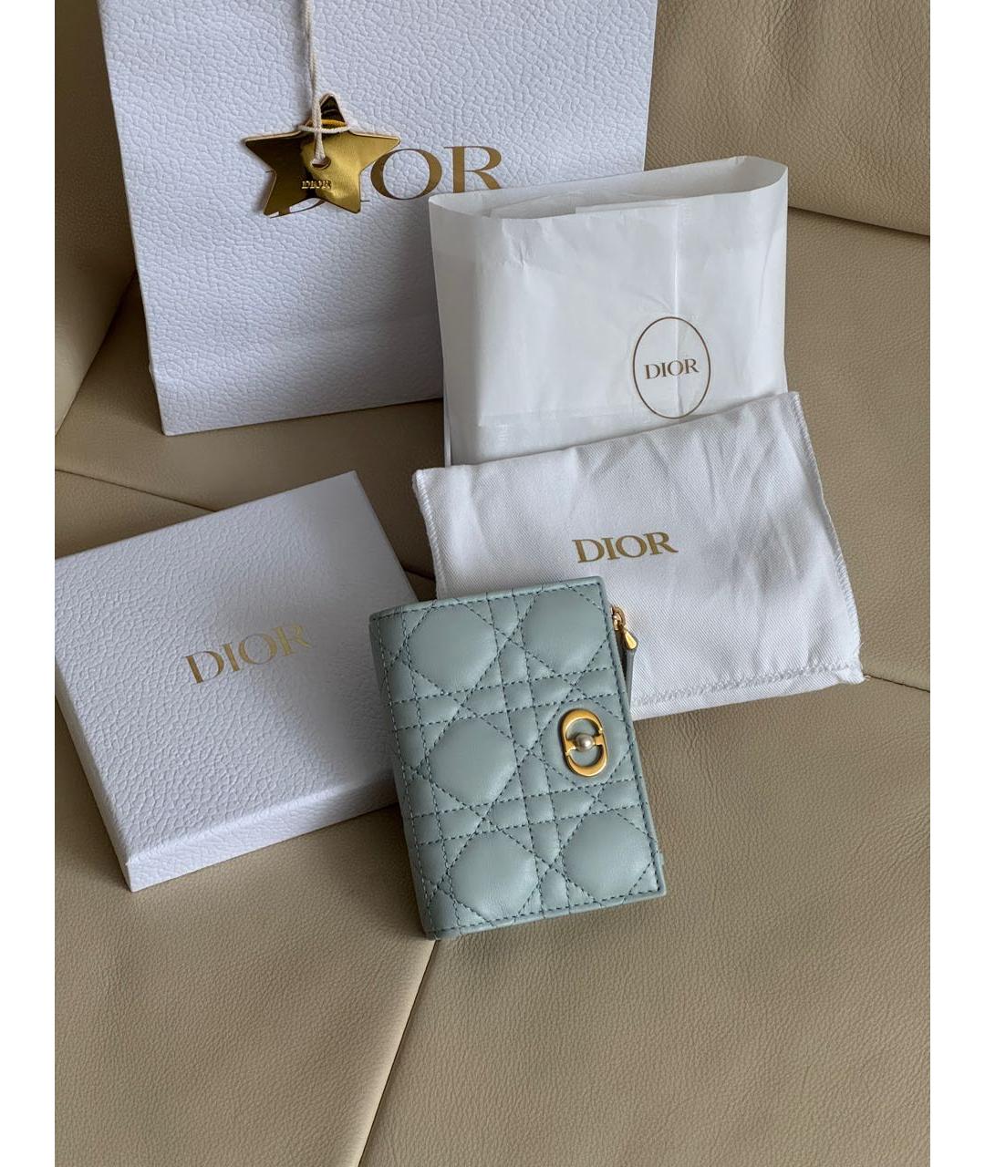 CHRISTIAN DIOR Голубой кожаный кошелек, фото 2