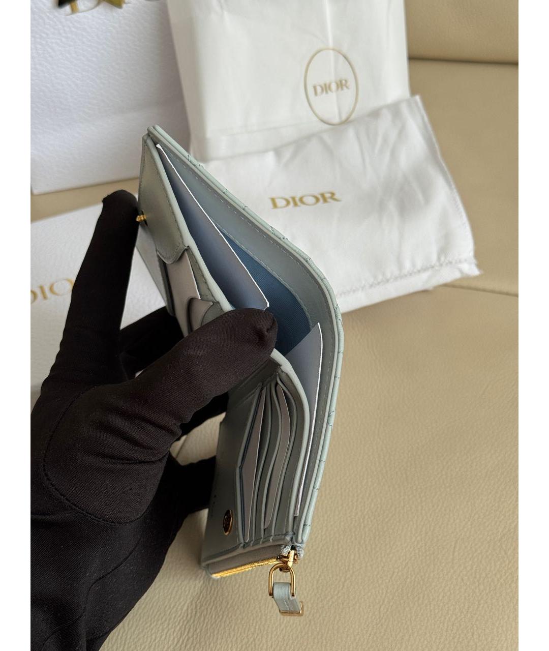 CHRISTIAN DIOR Голубой кожаный кошелек, фото 5