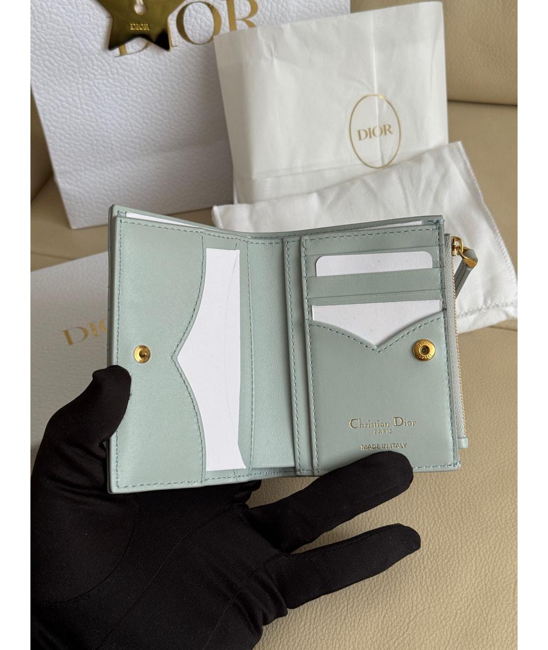 CHRISTIAN DIOR Голубой кожаный кошелек, фото 6
