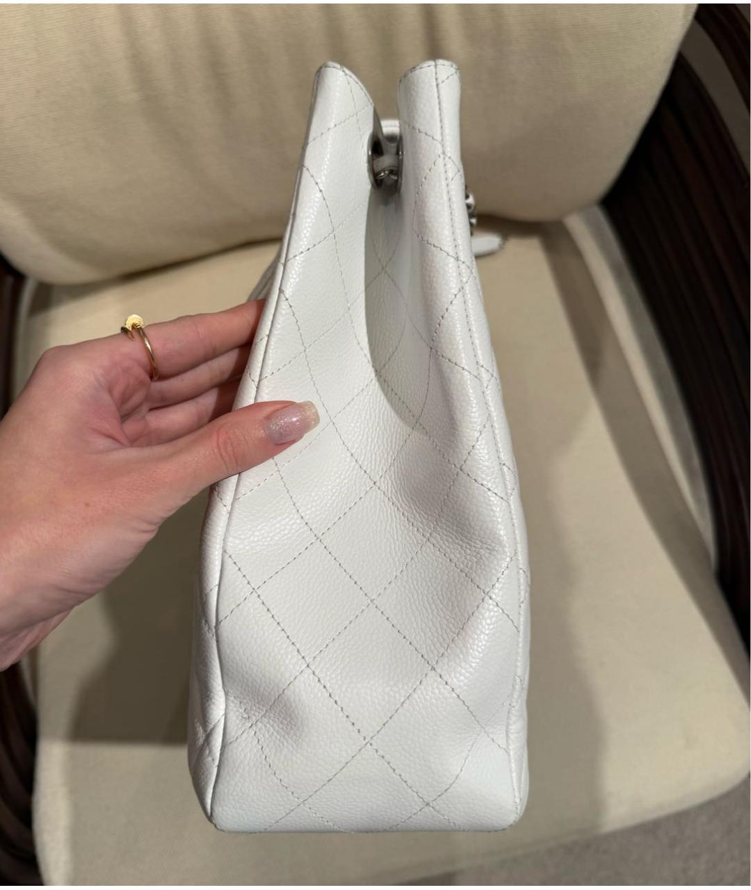 CHANEL Белая кожаная сумка через плечо, фото 5
