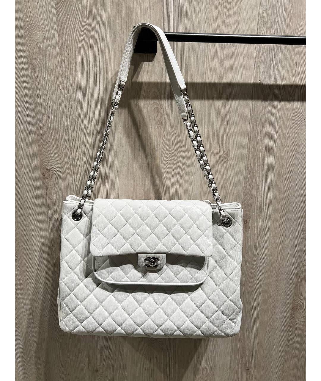 CHANEL Белая кожаная сумка через плечо, фото 9