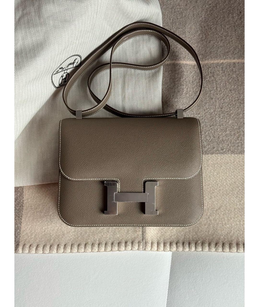 HERMES Коричневая кожаная сумка через плечо, фото 6