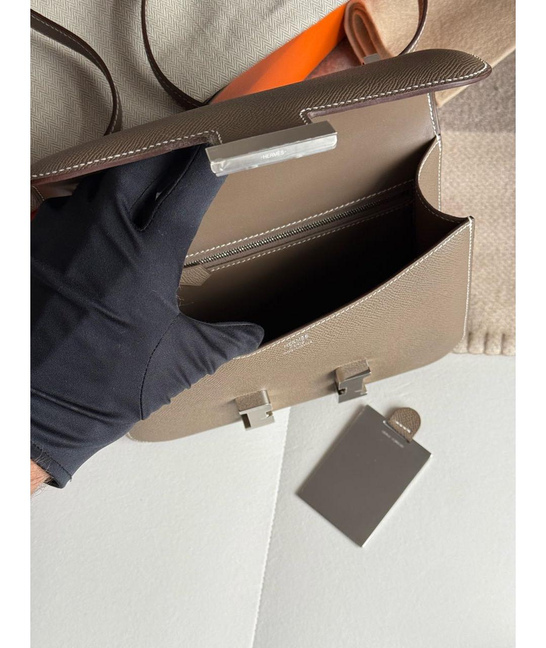 HERMES Коричневая кожаная сумка через плечо, фото 5