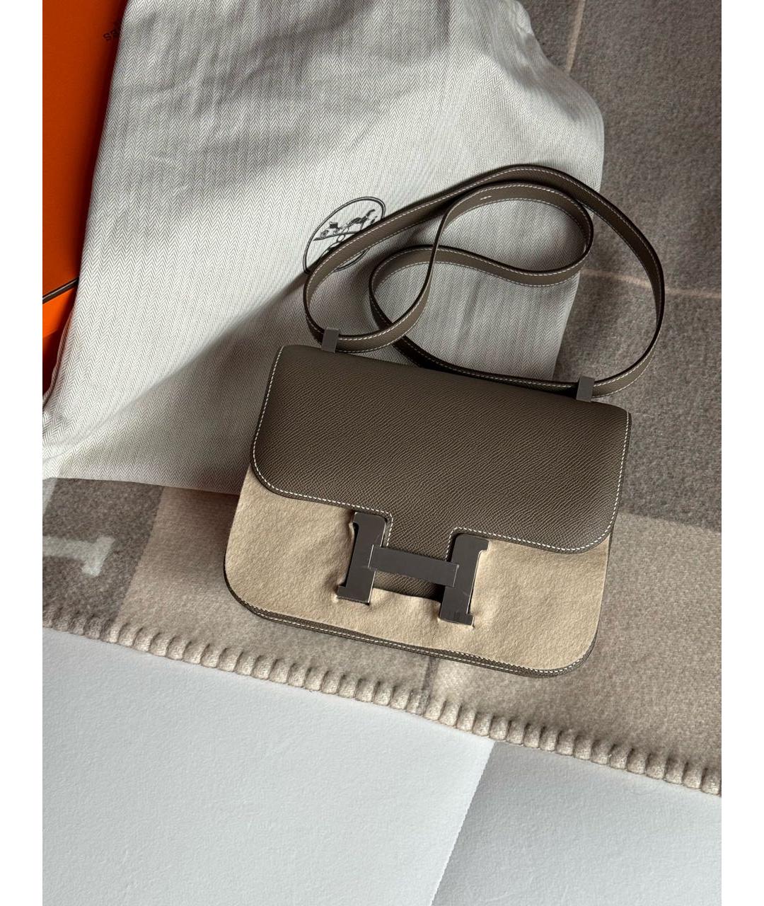 HERMES Коричневая кожаная сумка через плечо, фото 4