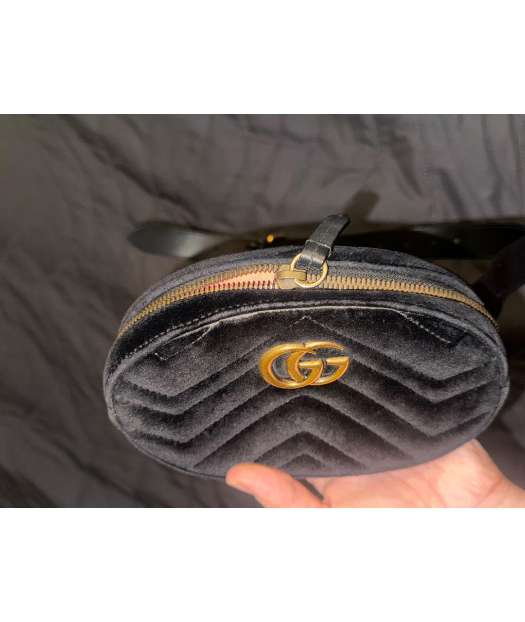 GUCCI Черная бархатная поясная сумка, фото 2