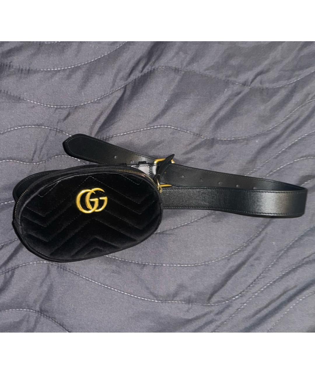 GUCCI Черная бархатная поясная сумка, фото 6