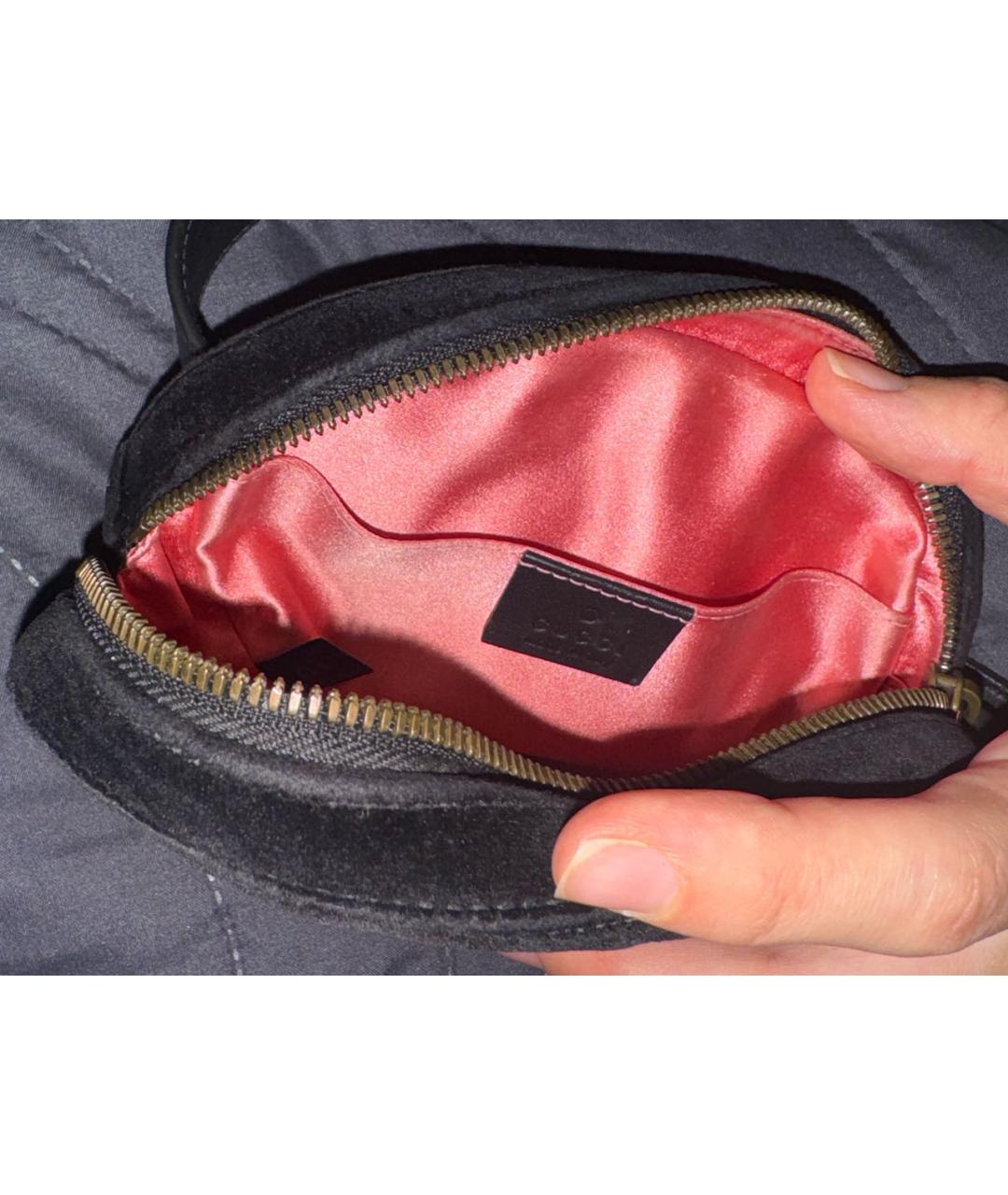 GUCCI Черная бархатная поясная сумка, фото 4