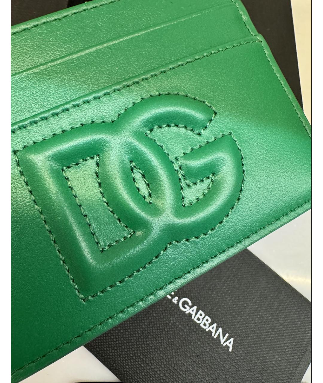 DOLCE&GABBANA Зеленый кожаный кардхолдер, фото 3