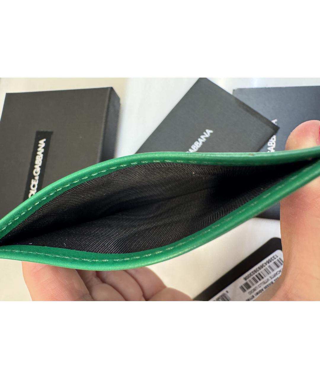 DOLCE&GABBANA Зеленый кожаный кардхолдер, фото 4