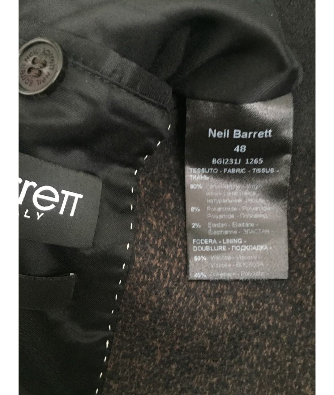 NEIL BARRETT Черный шерстяной пиджак, фото 5