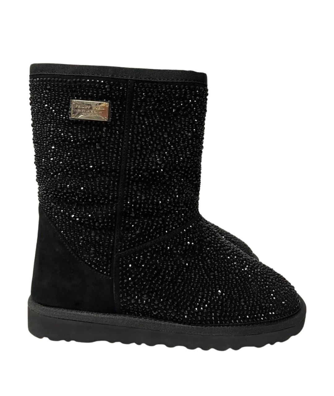 PHILIPP PLEIN Черные замшевые сапоги, фото 1