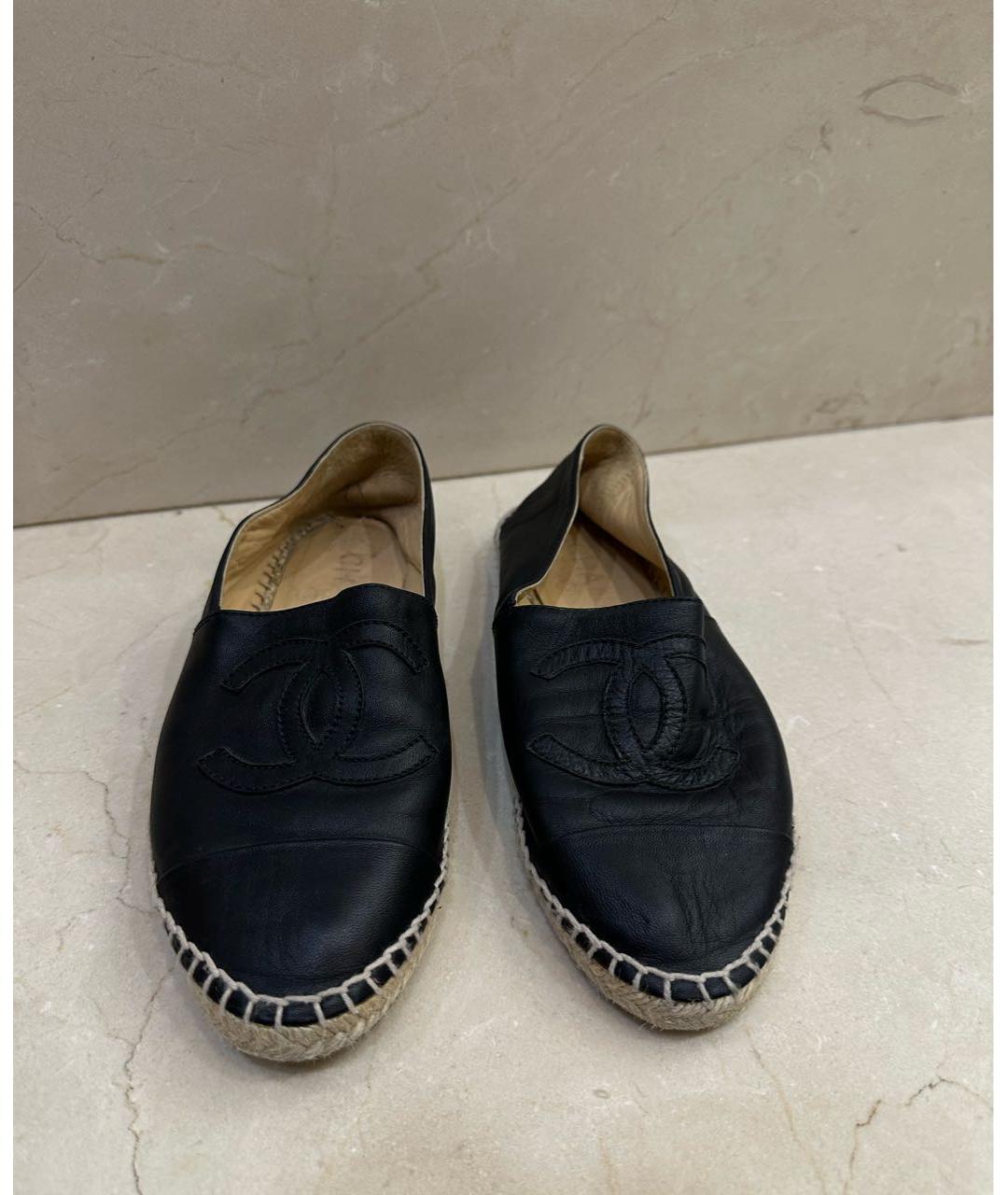 CHANEL Черные кожаные эспадрильи, фото 2