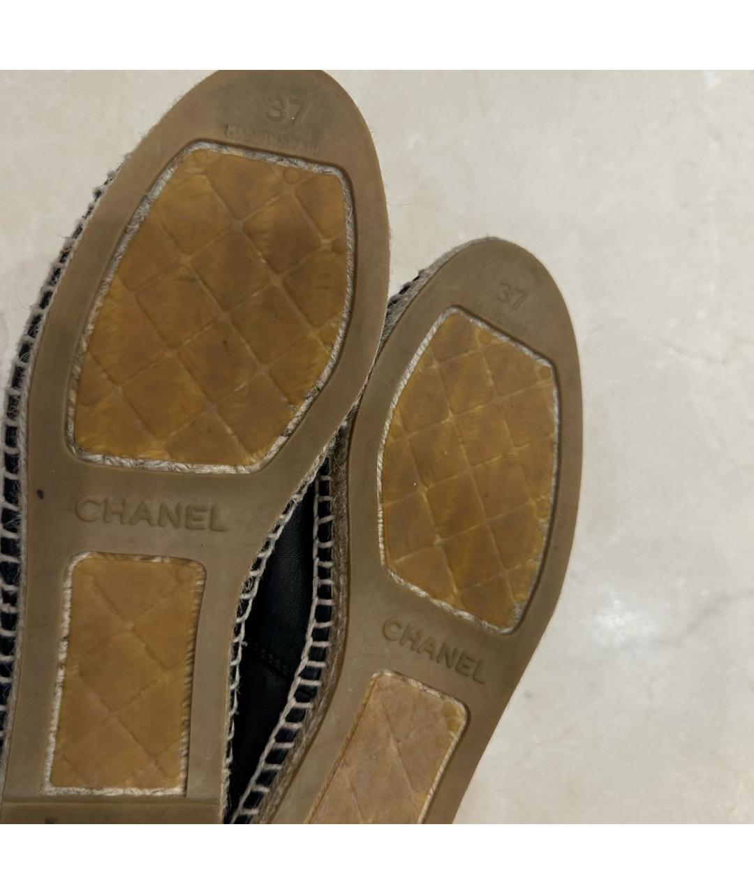 CHANEL Черные кожаные эспадрильи, фото 6