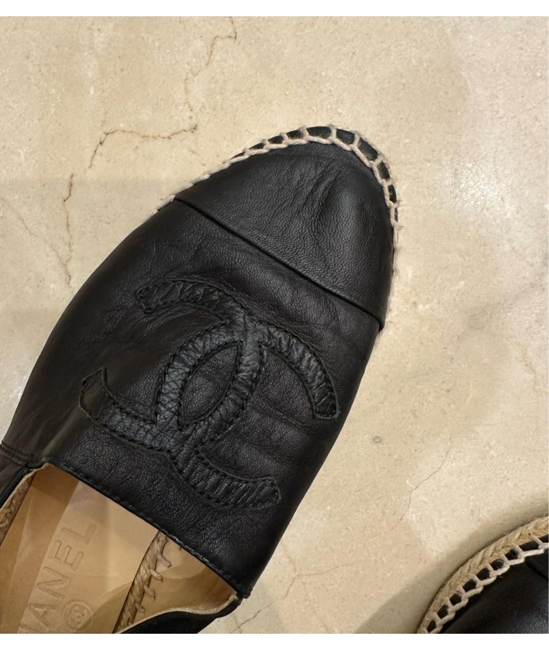 CHANEL Черные кожаные эспадрильи, фото 5