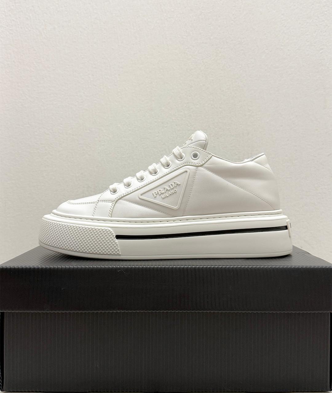 PRADA Белые кожаные кеды, фото 8