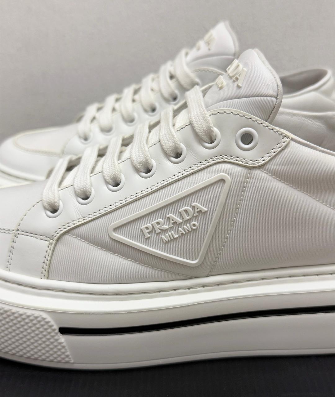 PRADA Белые кожаные кеды, фото 3