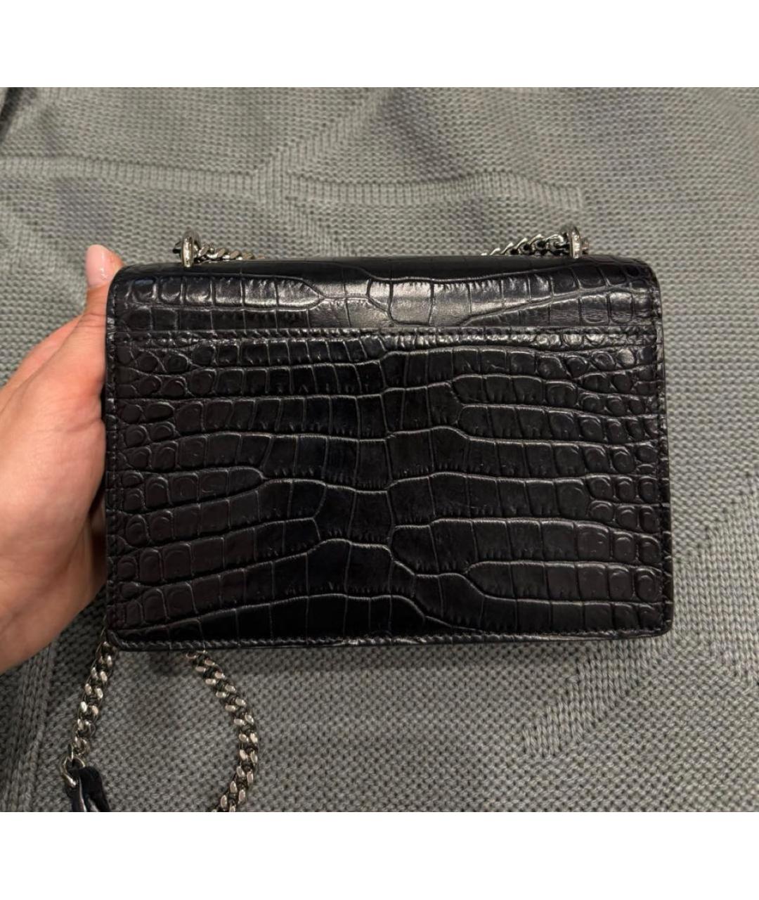 SAINT LAURENT Черная кожаная сумка через плечо, фото 4