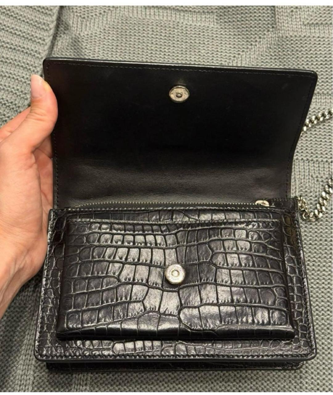 SAINT LAURENT Черная кожаная сумка через плечо, фото 3