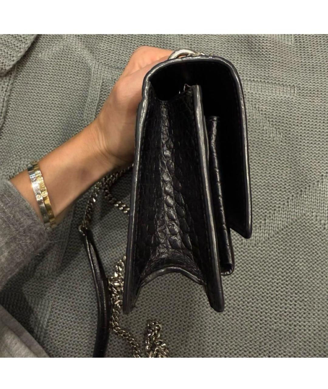 SAINT LAURENT Черная кожаная сумка через плечо, фото 2