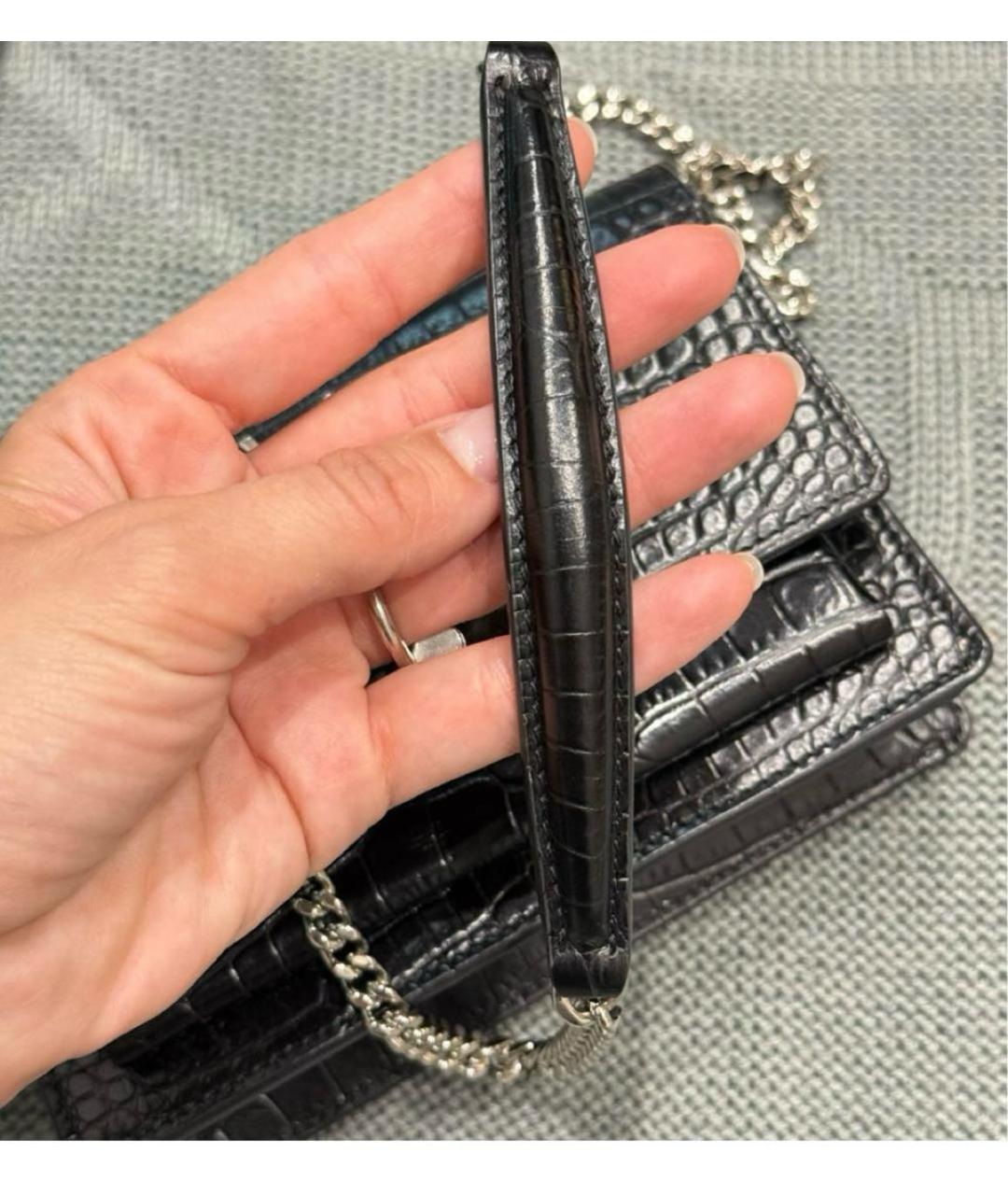 SAINT LAURENT Черная кожаная сумка через плечо, фото 5