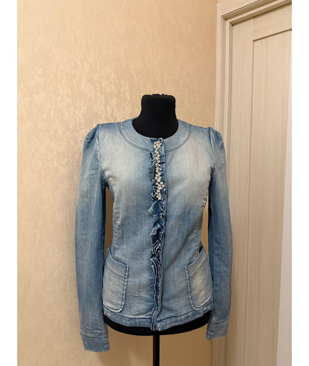 LIU JO Голубой деним жакет/пиджак, фото 5
