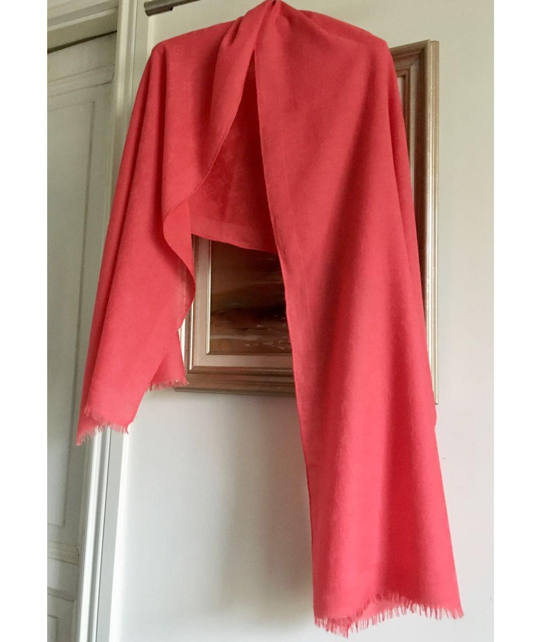 LOUIS VUITTON Коралловый кашемировый шарф, фото 6