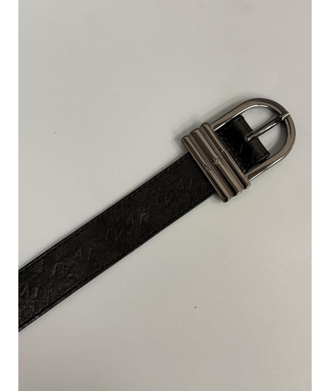 ARMANI JEANS Черный кожаный ремень, фото 3
