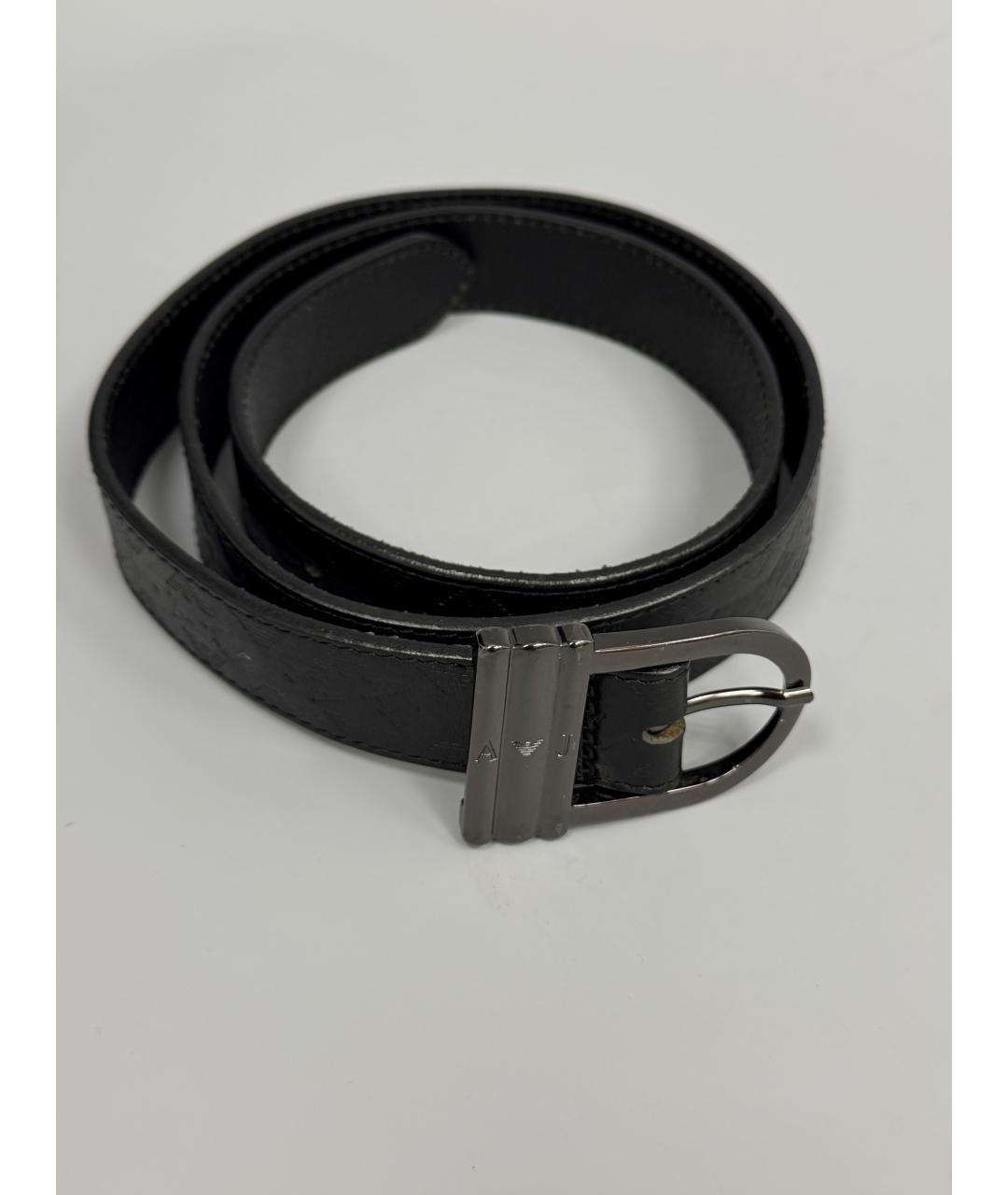 ARMANI JEANS Черный кожаный ремень, фото 2
