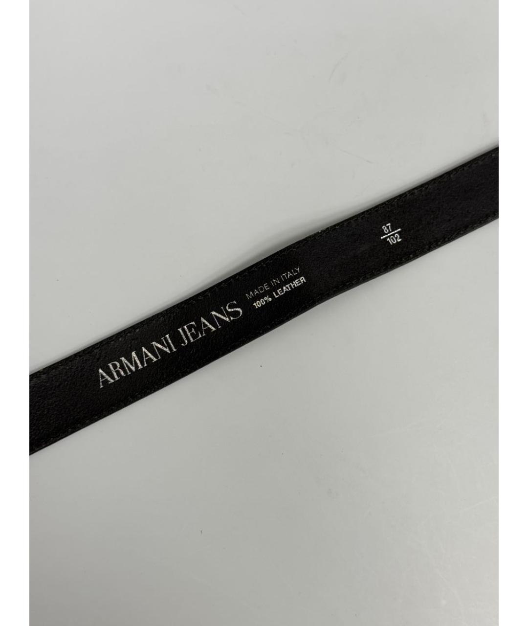 ARMANI JEANS Черный кожаный ремень, фото 5