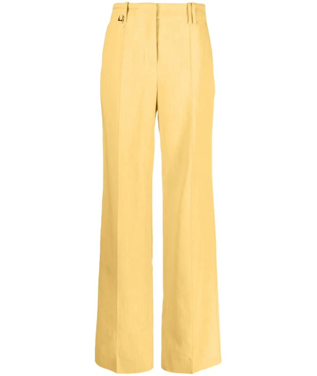 JACQUEMUS Желтые льняные прямые брюки, фото 1