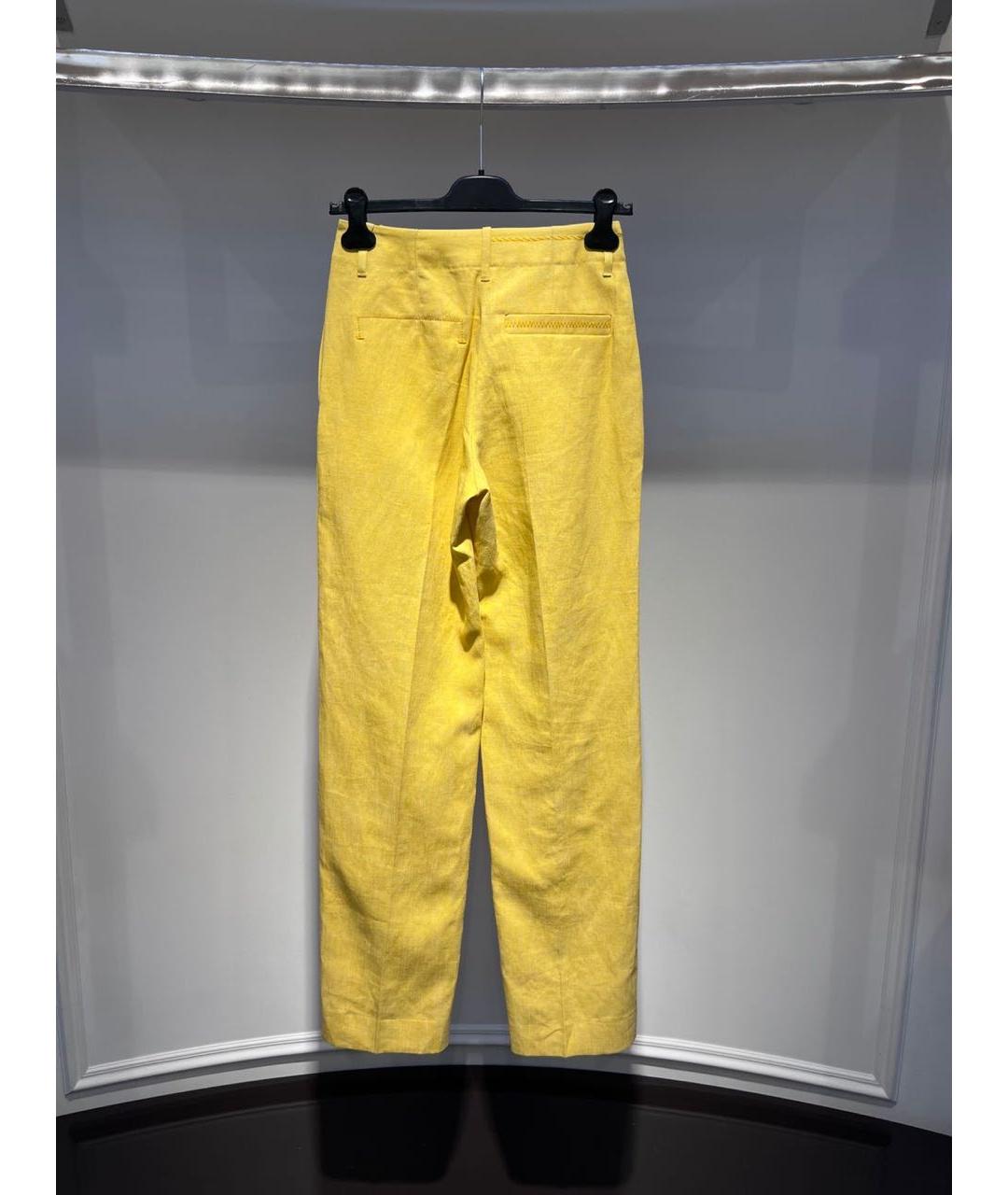 JACQUEMUS Желтые льняные прямые брюки, фото 3