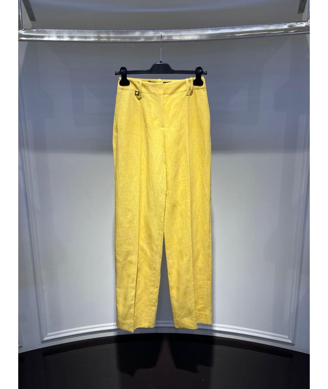 JACQUEMUS Желтые льняные прямые брюки, фото 2