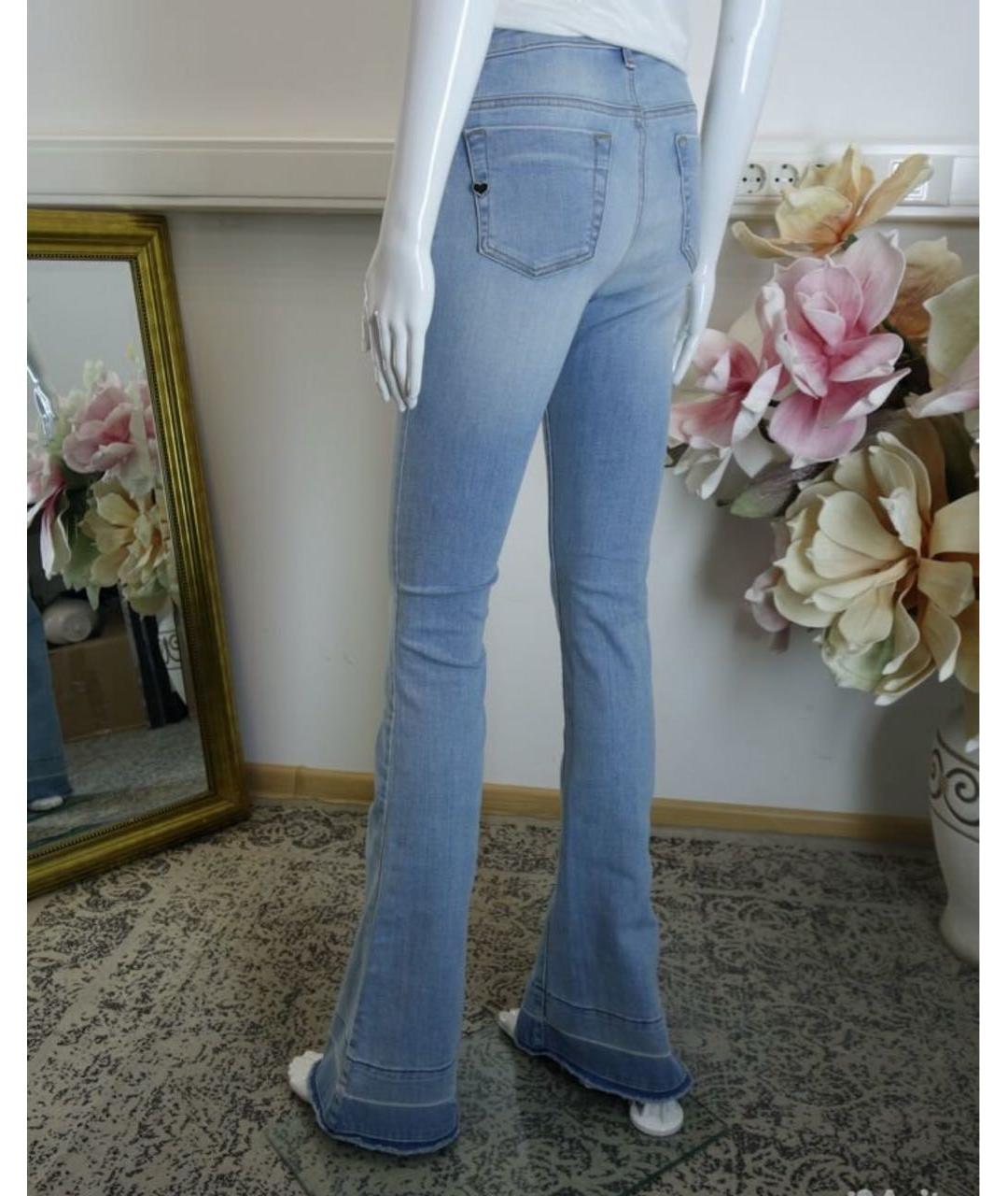TWIN-SET Голубые хлопко-эластановые джинсы клеш, фото 7