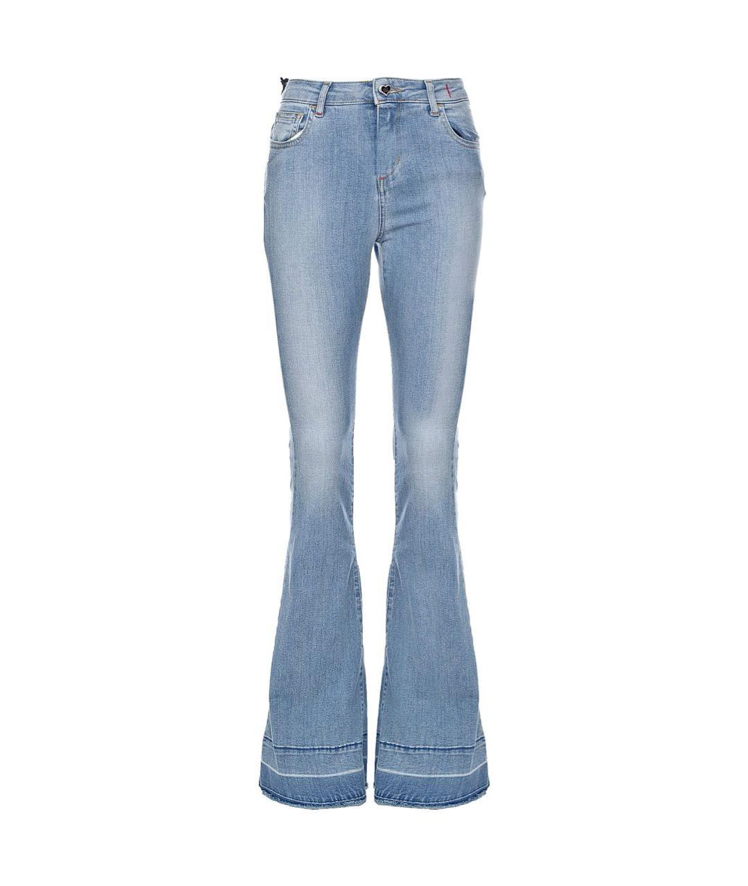 TWIN-SET Голубые хлопко-эластановые джинсы клеш, фото 1