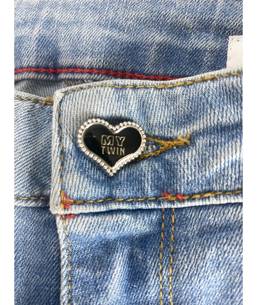 TWIN-SET Голубые хлопко-эластановые джинсы клеш, фото 4