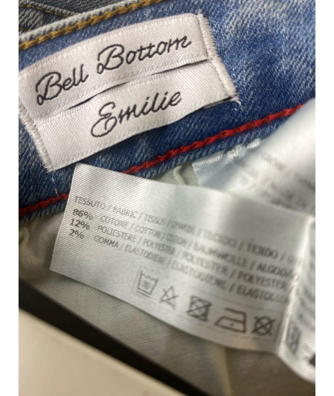 TWIN-SET Голубые хлопко-эластановые джинсы клеш, фото 8