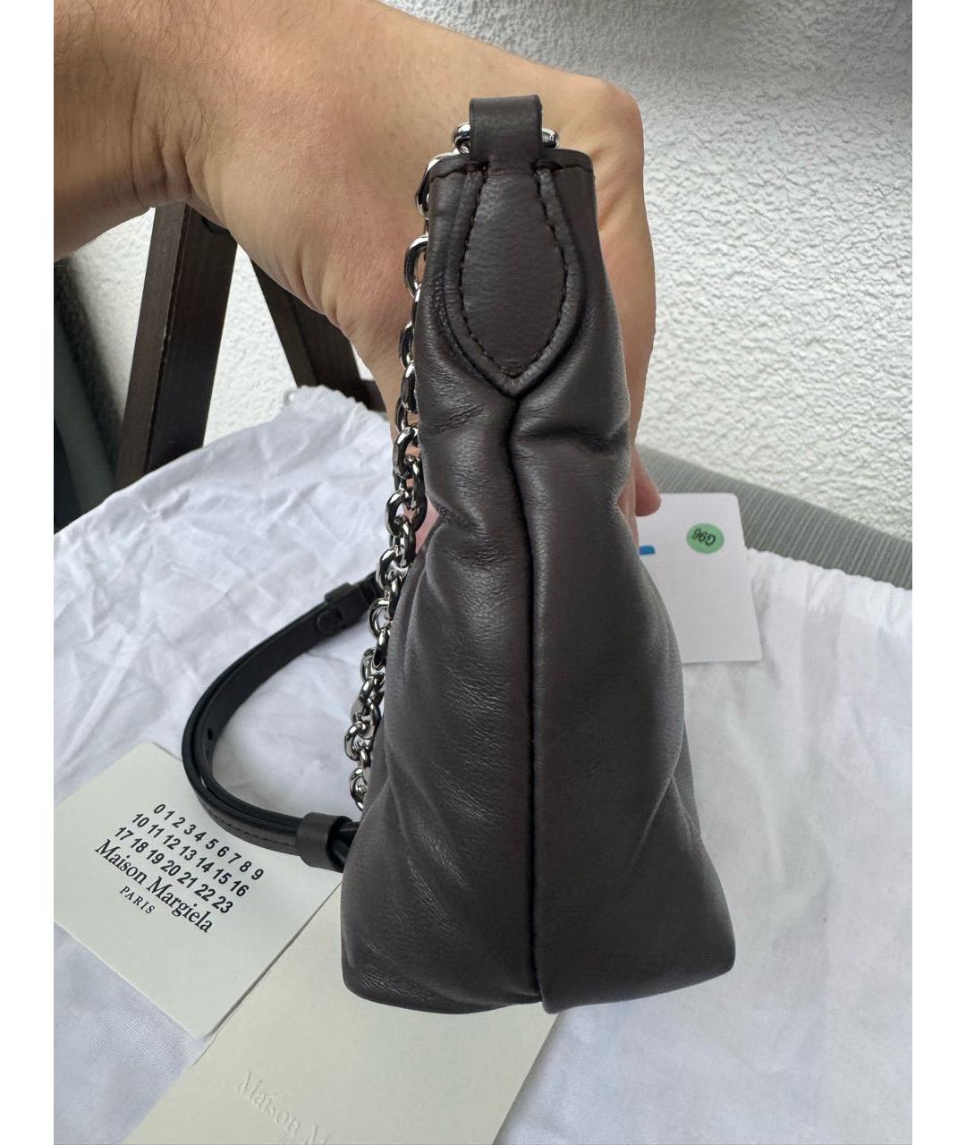 MAISON MARGIELA Антрацитовая кожаная сумка через плечо, фото 4