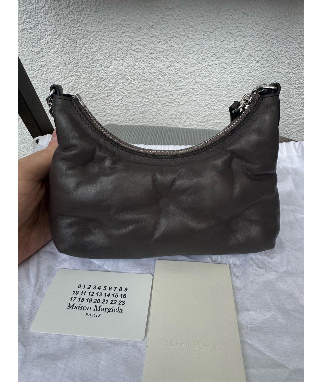 MAISON MARGIELA Антрацитовая кожаная сумка через плечо, фото 2