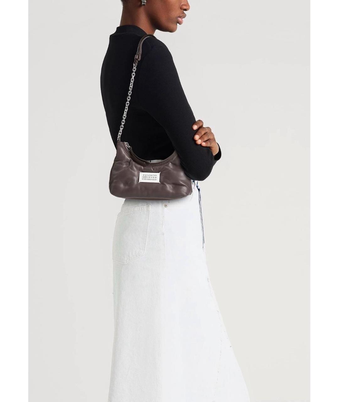 MAISON MARGIELA Антрацитовая кожаная сумка через плечо, фото 8