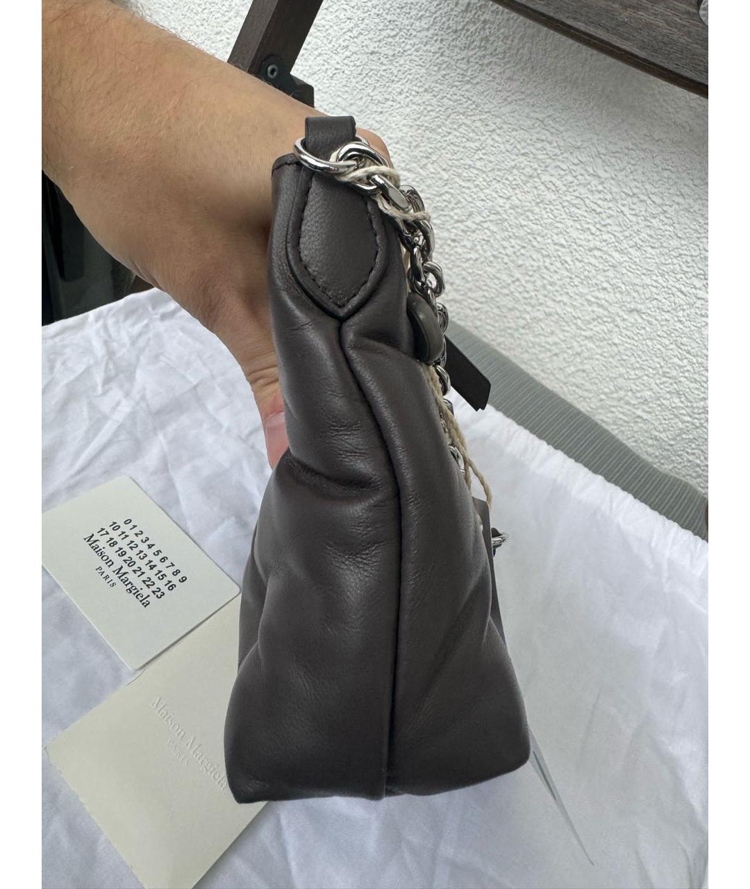 MAISON MARGIELA Антрацитовая кожаная сумка через плечо, фото 3