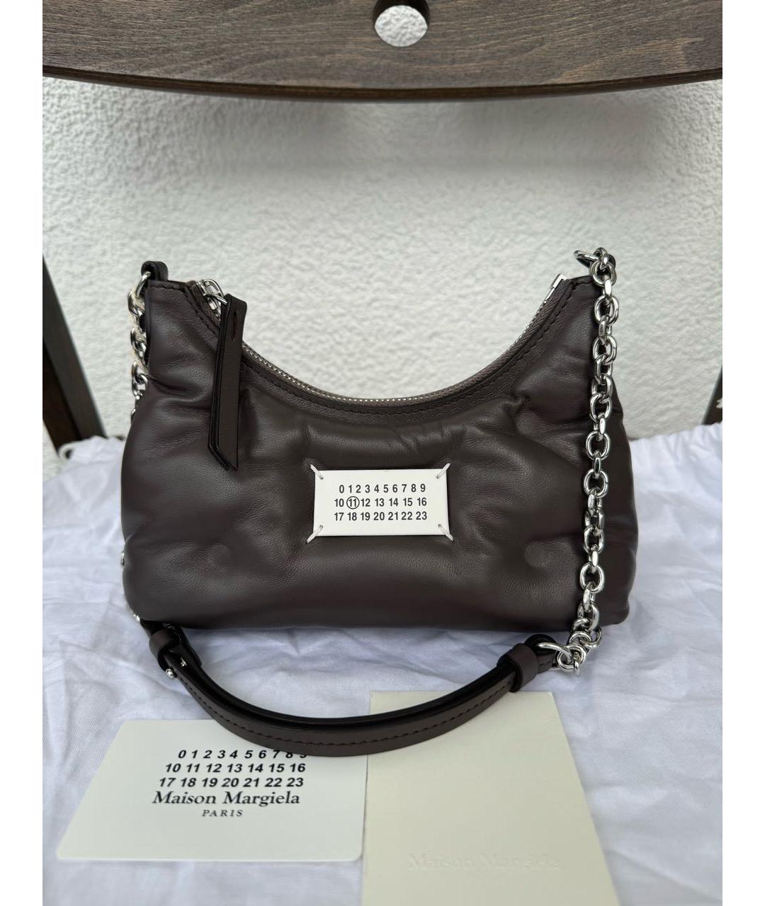 MAISON MARGIELA Антрацитовая кожаная сумка через плечо, фото 9
