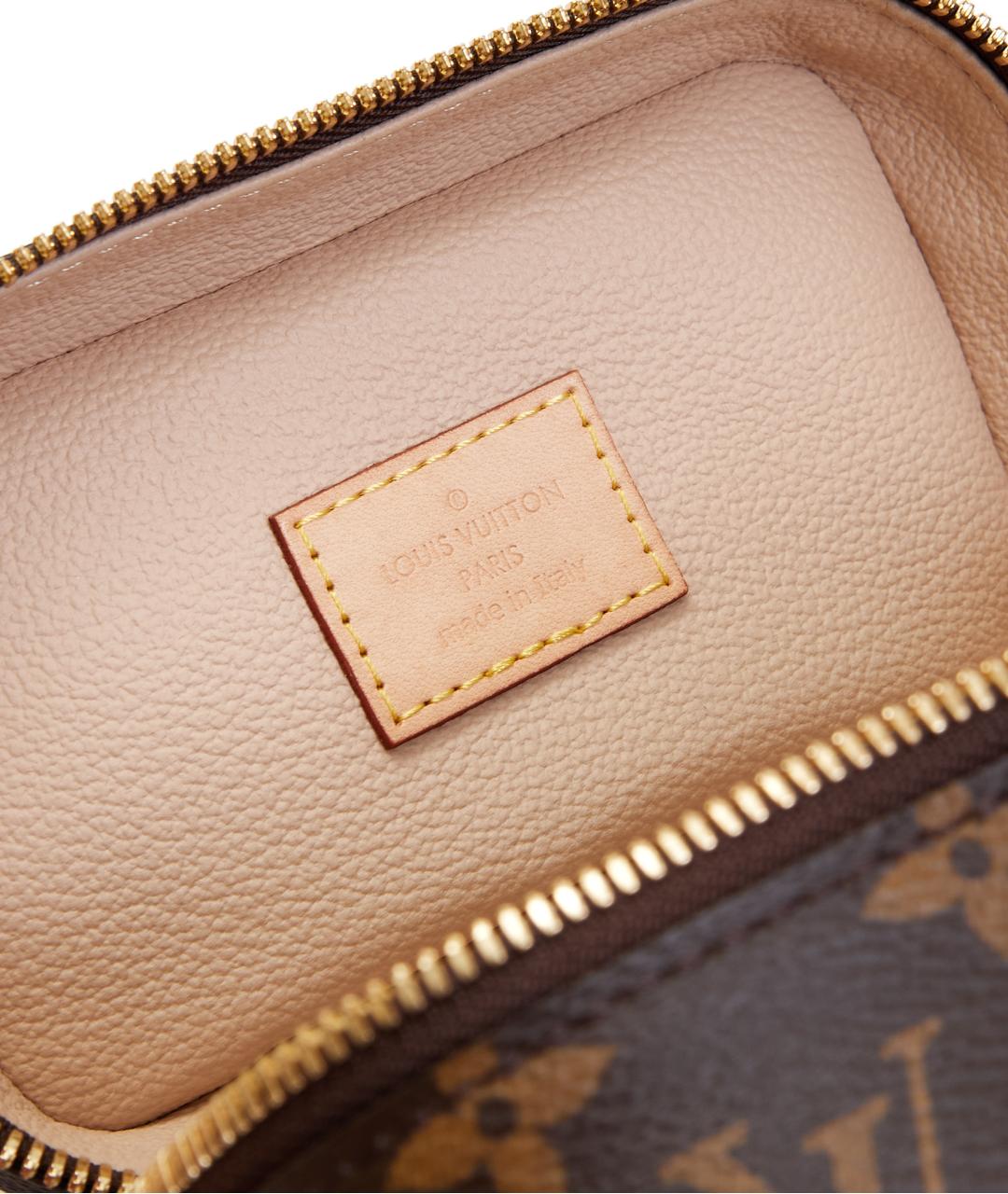 LOUIS VUITTON Коричневая кожаная косметичка, фото 5