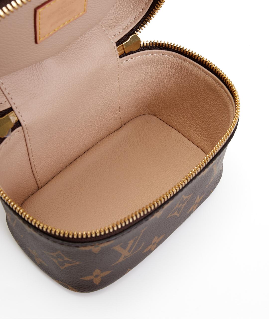 LOUIS VUITTON Коричневая кожаная косметичка, фото 6