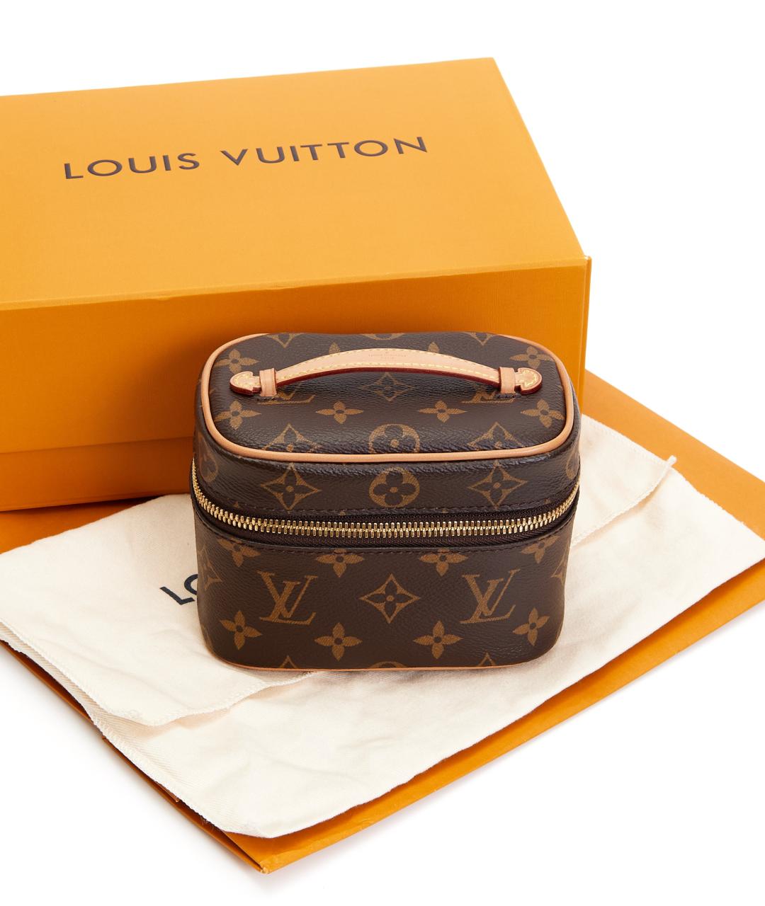 LOUIS VUITTON Коричневая кожаная косметичка, фото 3