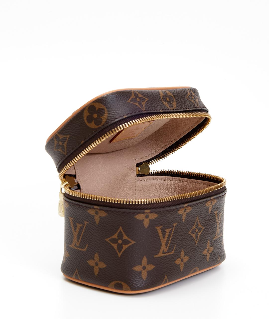 LOUIS VUITTON Коричневая кожаная косметичка, фото 4